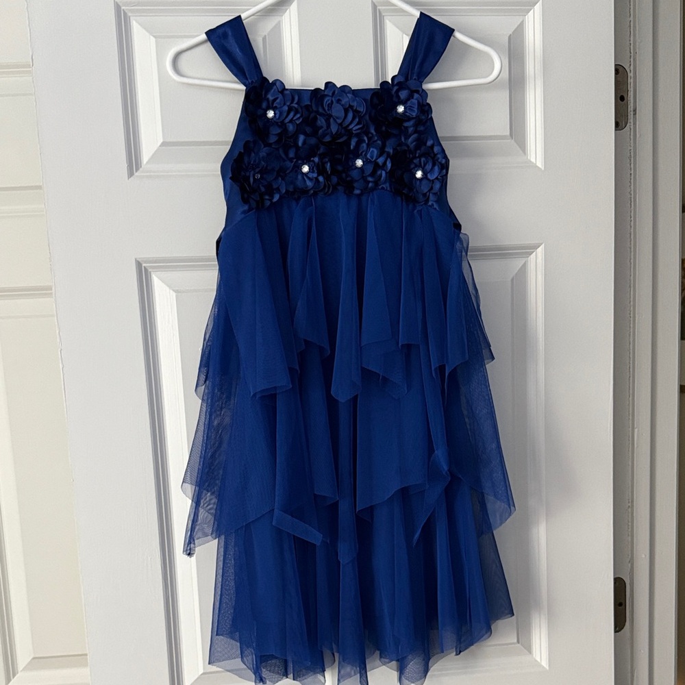 Kids Biscotti Blue Layered Formal Dress